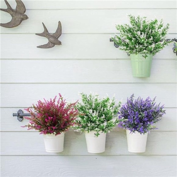 9pcs Artificial Flowers UV Resistant Faux Plastic Flower Outdoor Fake Lavender - Picture 5 of 8